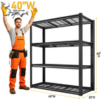 ZEUKMXOO 40"W 4-Tier Wire Shelving Unit, Adjustable Heavy Duty Garage Storage Rack, Powder Coated Wire Shelves for Basement, Industrial, Warehouse, Kitchen