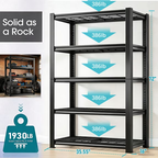 ZEUKMXOO 5-Tier Heavy Duty Garage Shelving, 72"Hx35.5"Wx15.8"D Adjustable Metal Wire Industrial Rack, Black Powder Coated Steel Storage Shelves for Warehouse Basement Pantry