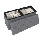 ZEUKMXOO 43" Folding Storage Ottoman Bench with Thicker Seat, Ottoman Foot Rest & Storage Chest, for Bedroom Living Room Entryway, Storage for Blankets, Support 400lb Capacity, Grey