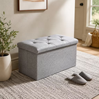 ZEUKMXOO Storage Ottoman Bench, Entryway Shoe Bench with Cushion, Ottoman with Storage for Living Room, 30"x15"x15" Grey Bedroom Bench