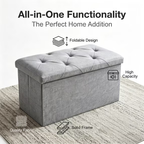ZEUKMXOO Storage Ottoman Bench, Entryway Shoe Bench with Cushion, Ottoman with Storage for Living Room, 30"x15"x15" Grey Bedroom Bench