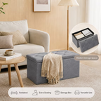 ZEUKMXOO 43" Folding Storage Ottoman Bench with Thicker Seat, Ottoman Foot Rest & Storage Chest, for Bedroom Living Room Entryway, Storage for Blankets, Support 400lb Capacity, Grey