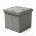 ZEUKMXOO 15" Small Storage Ottoman with Storage, Grey Ottoman Bench for Living Room, Bedroom, Entryway Space-Saving Ottomans with Storage Cube, Upholstered Foot Stool with Storage
