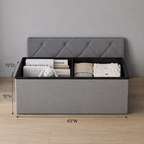 ZEUKMXOO 43" Folding Storage Ottoman Bench with Thicker Seat, Ottoman Foot Rest & Storage Chest, for Bedroom Living Room Entryway, Storage for Blankets, Support 400lb Capacity, Grey