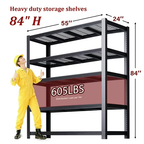 ZEUKMXOO 3025LBS Garage Shelving, 5 Tier Heavy Duty Shelves for Storage, Adjustable Metal Shelving for Warehouse Garage Basement Pantry, 55" W x 24" D x 84" H,Black