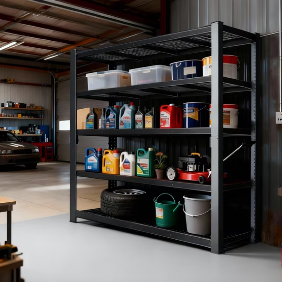 ZEUKMXOO 3025LBS Garage Shelving, 5 Tier Heavy Duty Shelves for Storage, Adjustable Metal Shelving for Warehouse Garage Basement Pantry, 55" W x 24" D x 84" H,Black