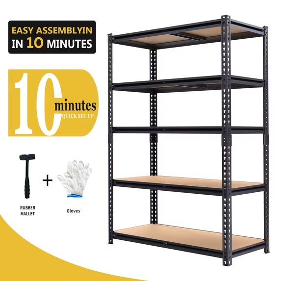 ZEUKMXOO 2250LBS Garage Shelving Unit, 5-Tier Adjustable Metal Storage Shelves, Heavy Duty Shelf Rack for Basement, Garage, Pantry, Warehouse, Kitchen （72" H*36" W*16" D）