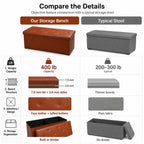 Nnovaroom-Brown Faux Leather Storage Ottoman Bench with Hidden Storage
