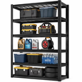 ZEUKMXOO 5-Tier Heavy Duty Garage Shelving, 72"Hx35.5"Wx15.8"D Adjustable Metal Wire Industrial Rack, Black Powder Coated Steel Storage Shelves for Warehouse Basement Pantry