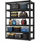 ZEUKMXOO 5-Tier Heavy Duty Garage Shelving, 72"Hx35.5"Wx15.8"D Adjustable Metal Wire Industrial Rack, Black Powder Coated Steel Storage Shelves for Warehouse Basement Pantry