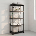 ZEUKMXOO 70″ 5-Tier Plastic Shelving Unit Heavy Duty Shelf , Black Storage Rack Freestanding Garage Storage Shelves for Closet, Pantry, Basement
