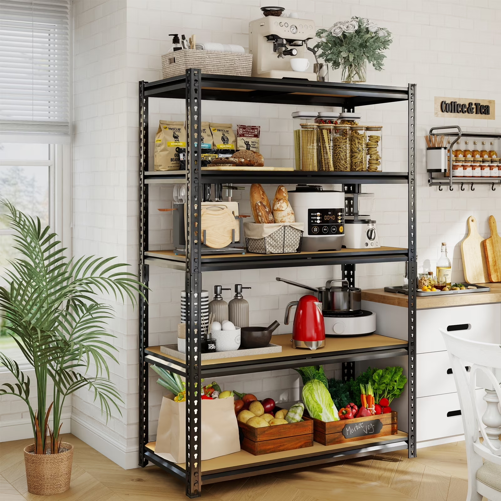 ZEUKMXOO 5 Tier Heavy Duty Shelving Unit , Adjustable Garage Storage Shelves for Organization, 2250LB Capacity Metal Rack for Garage, Closet, Pantry, Warehouse (60" H×28.5" W×11.8" D)