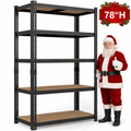 ZEUKMXOO 5-Tier Heavy Duty Metal Shelving Unit, Adjustable Shelf Rack, Freestanding Garage Storage Shelves for Closet, Basement, Kitchen Organization, 78″H x 40″W x 16″D