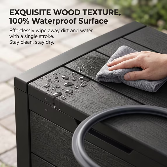 ZEUKMXOO 35 Gallon Waterproof Outdoor Deck Box, UV-Resistant Storage Chest for Patio Cushions, Pillows & Package Deliveries, All Weather for Garden, Porch and Indoor, Black