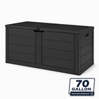 ZEUKMXOO 70 Gallon Deck Box - Waterproof Outdoor Patio Storage Box for Cushions, Pool Gear & Garden Tools, Black