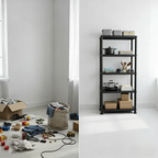 ZEUKMXOO 70″ 5-Tier Plastic Shelving Unit Heavy Duty Shelf , Black Storage Rack Freestanding Garage Storage Shelves for Closet, Pantry, Basement
