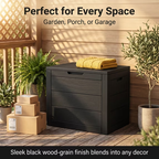 ZEUKMXOO 35 Gallon Waterproof Outdoor Deck Box, UV-Resistant Storage Chest for Patio Cushions, Pillows & Package Deliveries, All Weather for Garden, Porch and Indoor, Black