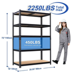 ZEUKMXOO Heavy Duty Garage Shelving Unit - 72In Adjustable Storage Shelves, 5-Tier Shelf Rack organizer for Storage and Organization