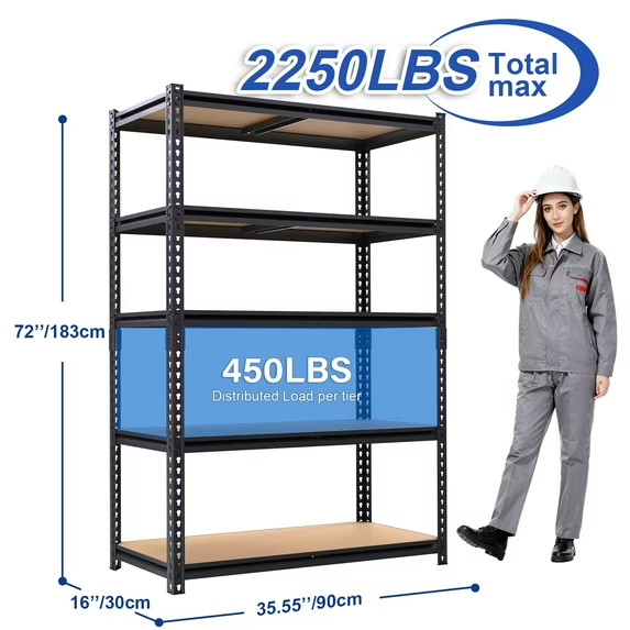 ZEUKMXOO Heavy Duty Garage Shelving Unit - 72In Adjustable Storage Shelves, 5-Tier Shelf Rack organizer for Storage and Organization