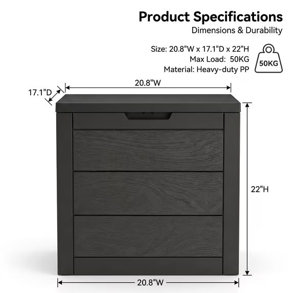 ZEUKMXOO 35 Gallon Waterproof Outdoor Deck Box, UV-Resistant Storage Chest for Patio Cushions, Pillows & Package Deliveries, All Weather for Garden, Porch and Indoor, Black