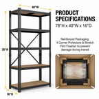 ZEUKMXOO 5-Tier Heavy Duty Metal Shelving Unit, Adjustable Shelf Rack, Freestanding Garage Storage Shelves for Closet, Basement, Kitchen Organization, 78″H x 40″W x 16″D