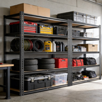 ZEUKMXOO 40"W Garage Shelving Unit, 5 Tier Heavy Duty Black Storage Shelves,Industrial Adjustable Shelves for Basment Warehouse Pantry Closet
