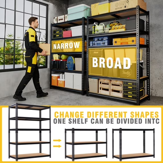 ZEUKMXOO 2250LBS Garage Shelving Unit, 5-Tier Adjustable Metal Storage Shelves, Heavy Duty Shelf Rack for Basement, Garage, Pantry, Warehouse, Kitchen （72" H*36" W*16" D）