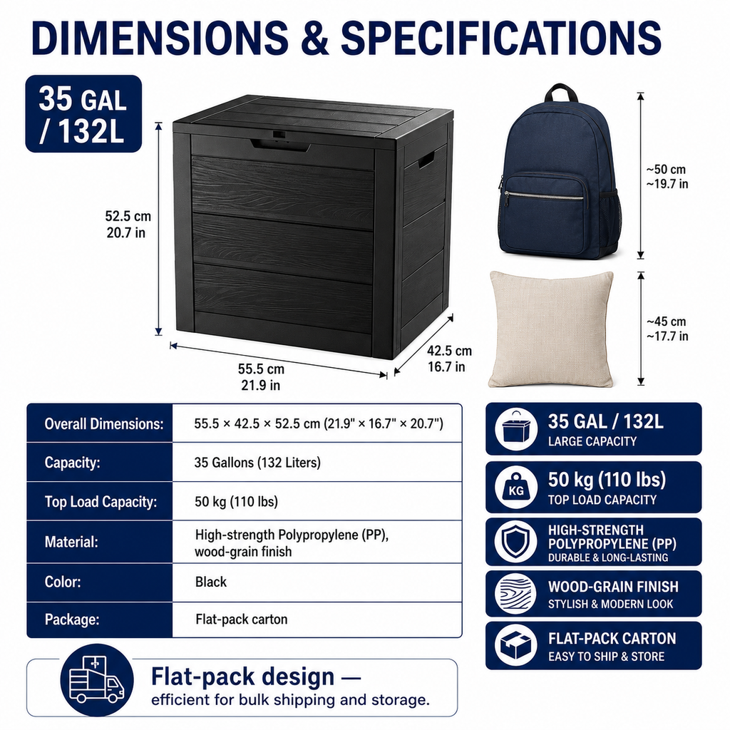 Nnovaroom 35-Gallon Outdoor Storage Deck Box