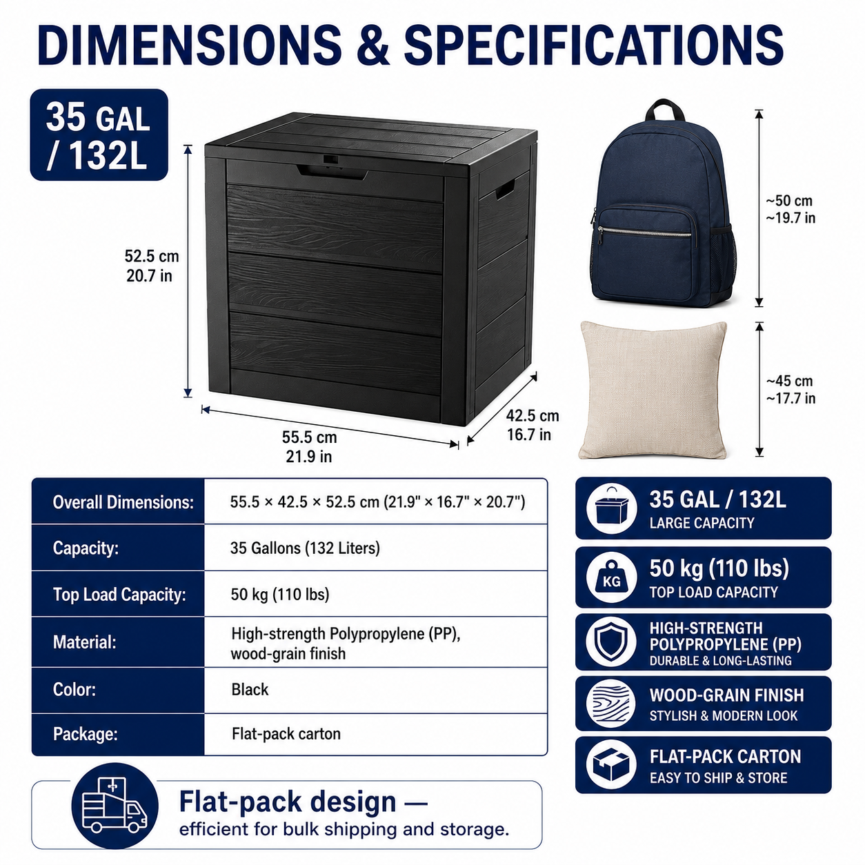 Nnovaroom 35-Gallon Outdoor Storage Deck Box