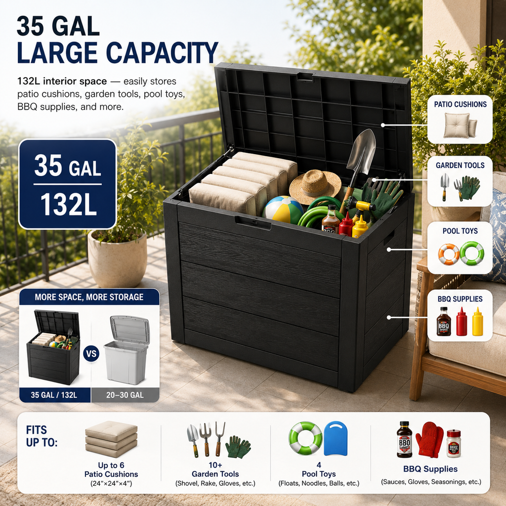 Nnovaroom 35-Gallon Outdoor Storage Deck Box