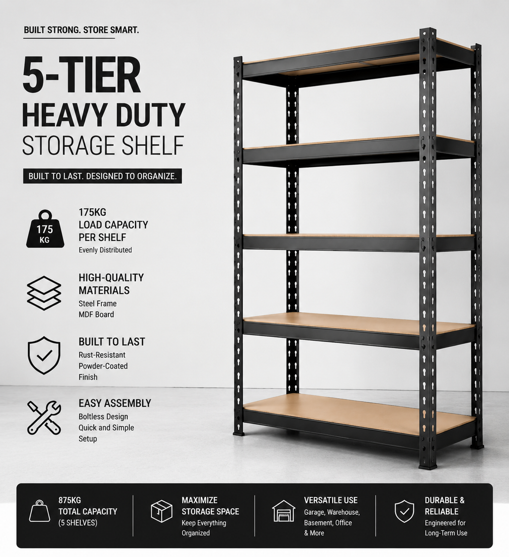 🏠 5-Tier Heavy Duty Storage Shelf