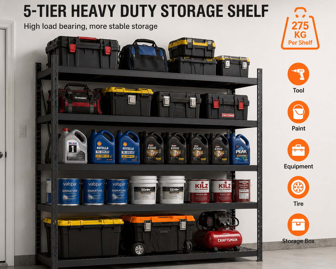 Heavy Duty Metal Storage Shelf for Maximizing Garage Storage Space