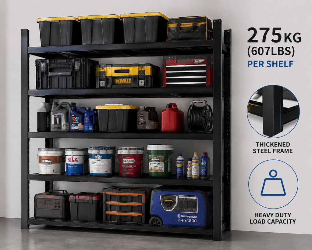 Heavy Duty Metal Storage Shelf for Maximizing Garage Storage Space