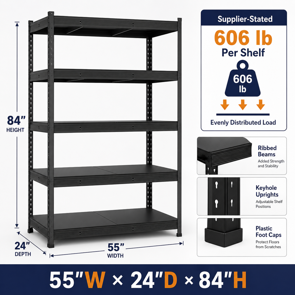 📦Turn Wasted Space Into Organized Storage----Heavy-Duty 5-Tier Metal Storage Rack