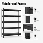 📦Turn Wasted Space Into Organized Storage----Heavy-Duty 5-Tier Metal Storage Rack