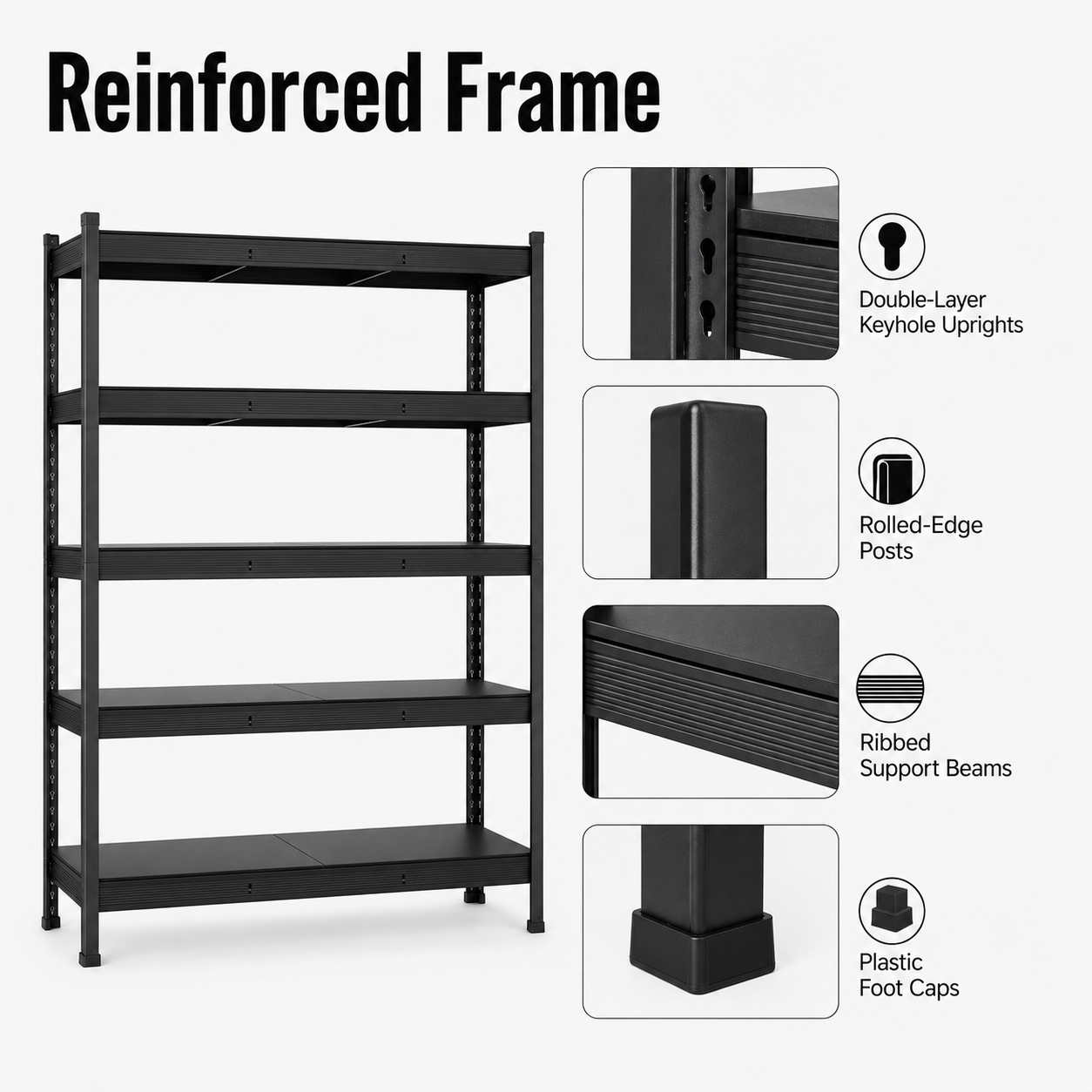 📦Turn Wasted Space Into Organized Storage----Heavy-Duty 5-Tier Metal Storage Rack