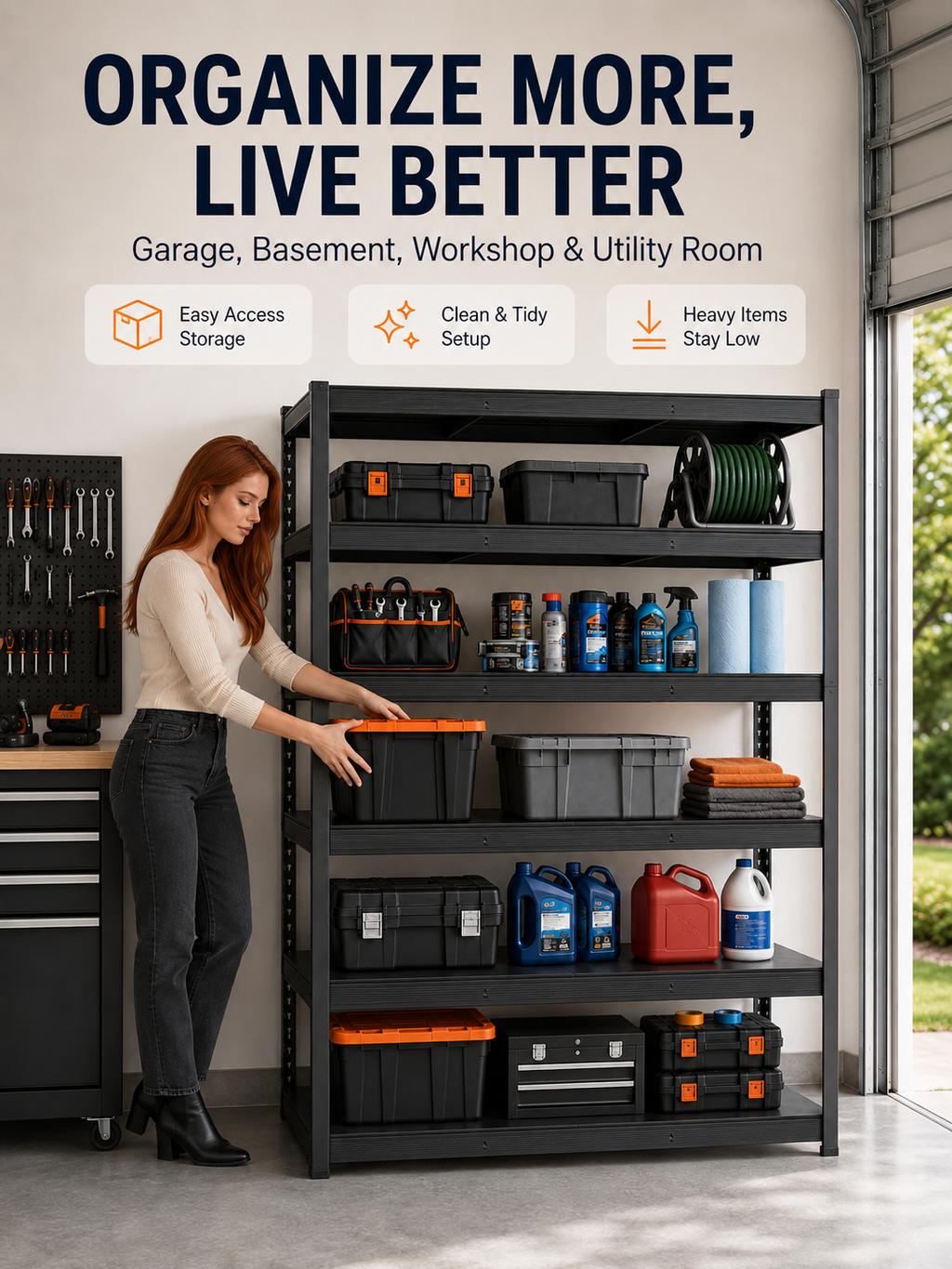 📦Turn Wasted Space Into Organized Storage----Heavy-Duty 5-Tier Metal Storage Rack