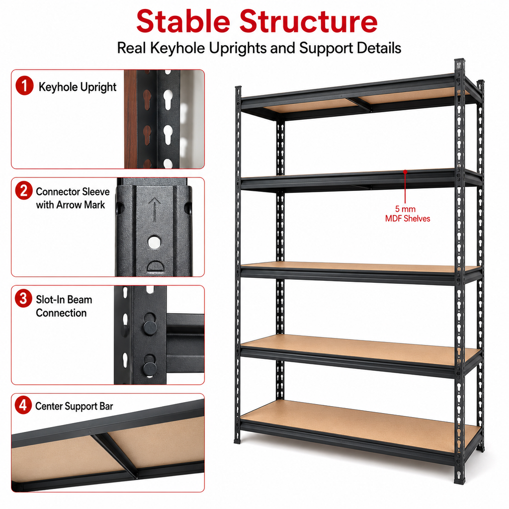 🧱 Heavy-Duty 5-Tier Garage Storage Rack