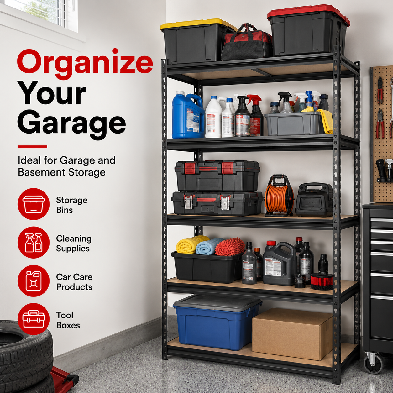 🧱 Heavy-Duty 5-Tier Garage Storage Rack