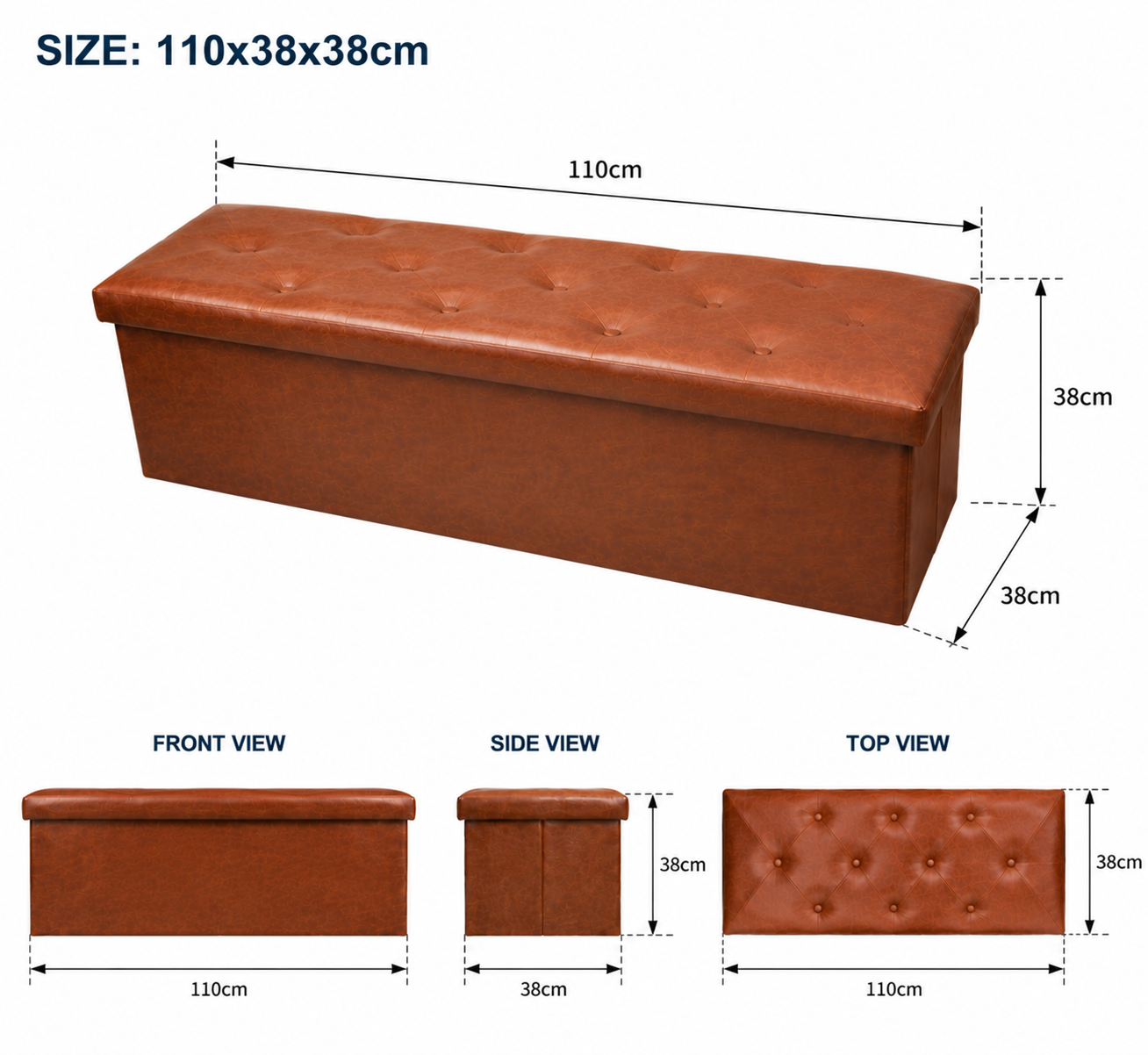 ZEUKMXOO-Foldable Storage Ottoman Bench — Style Meets Function