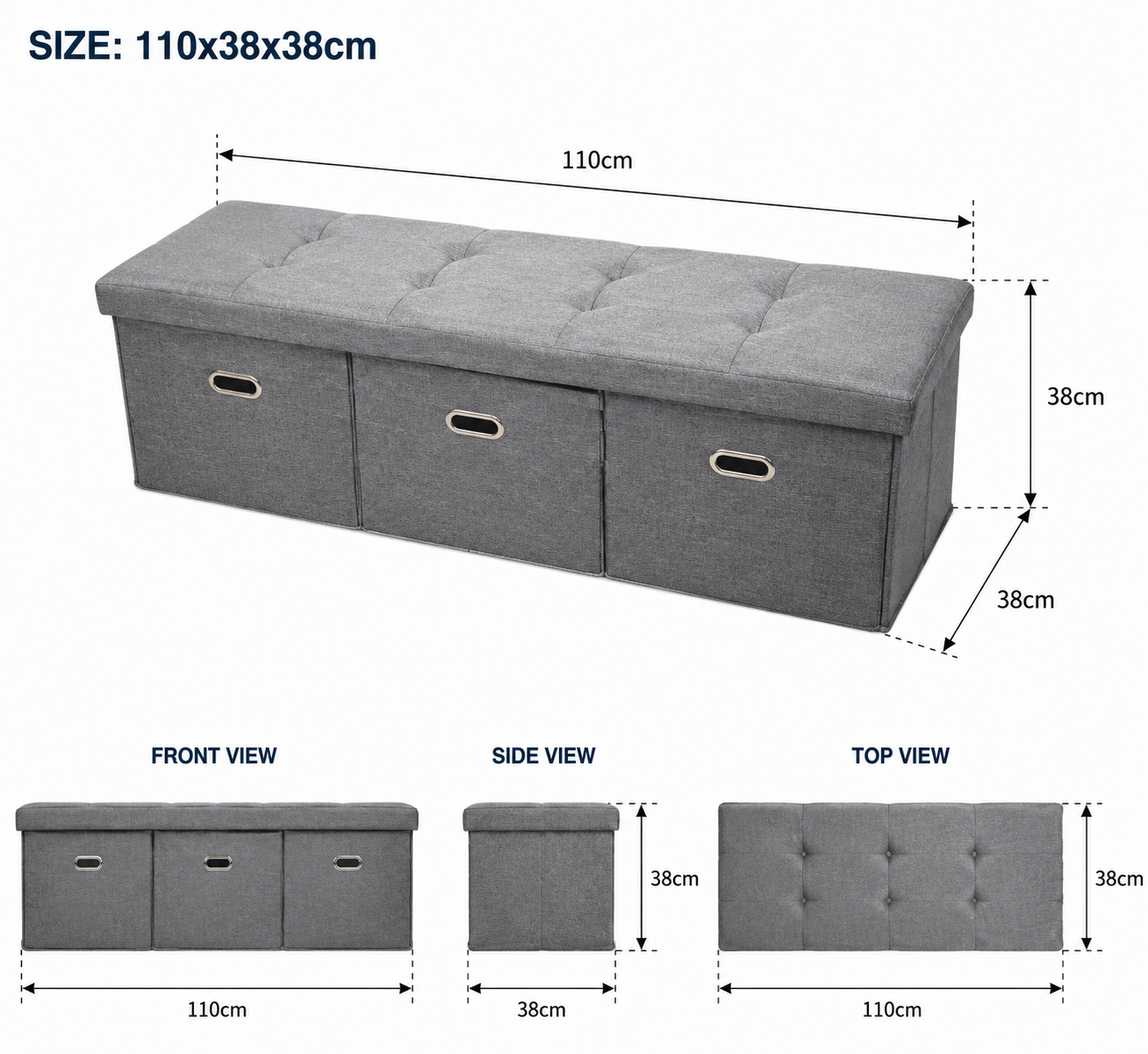 ZEUKMXOO-Foldable Storage Ottoman Bench — Style Meets Function