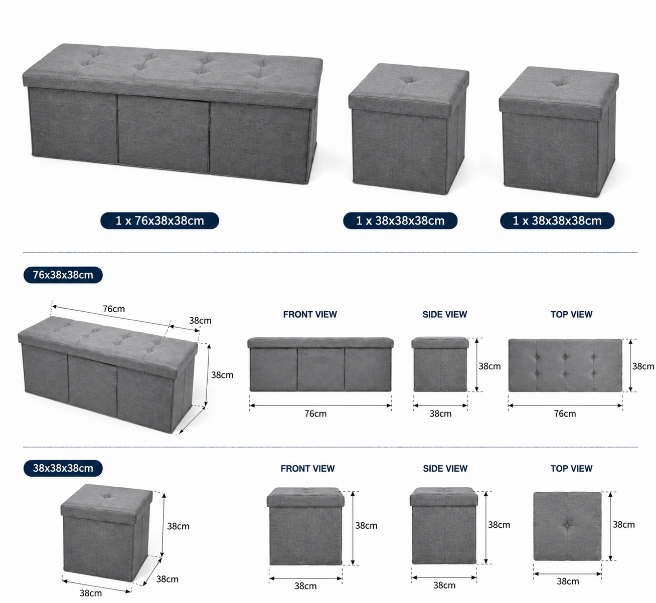 ZEUKMXOO-Foldable Storage Ottoman Bench — Style Meets Function
