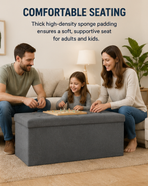 Foldable Storage Ottoman Bench — Style Meets Function