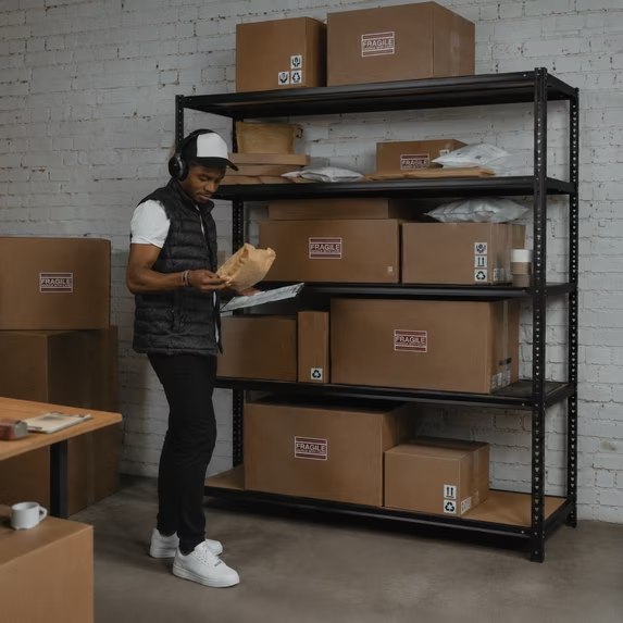 ZEUKMXOO Garage Storage Shelving, 40"W Heavy Duty Shelves, 72"H Adjustable 5-Tier Metal Shelving Unit, 2400Lbs Storage Rack for Garage, Basment, Warehouse, Kitchen