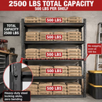 ZEUKMXOO Garage Storage Shelving, 40"W Heavy Duty Shelves, 72"H Adjustable 5-Tier Metal Shelving Unit, 2400Lbs Storage Rack for Garage, Basment, Warehouse, Kitchen