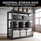 ZEUKMXOO 40"W 4-Tier Wire Shelving Unit, Adjustable Heavy Duty Garage Storage Rack, Powder Coated Wire Shelves for Basement, Industrial, Warehouse, Kitchen