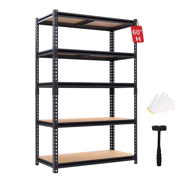 ZEUKMXOO 5 Tier Heavy Duty Shelving Unit , Adjustable Garage Storage Shelves for Organization, 2250LB Capacity Metal Rack for Garage, Closet, Pantry, Warehouse (60" H×28.5" W×11.8" D)
