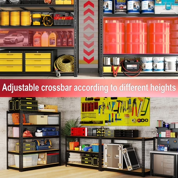 ZEUKMXOO 40"W Garage Shelving Unit, 5 Tier Heavy Duty Black Storage Shelves,Industrial Adjustable Shelves for Basment Warehouse Pantry Closet
