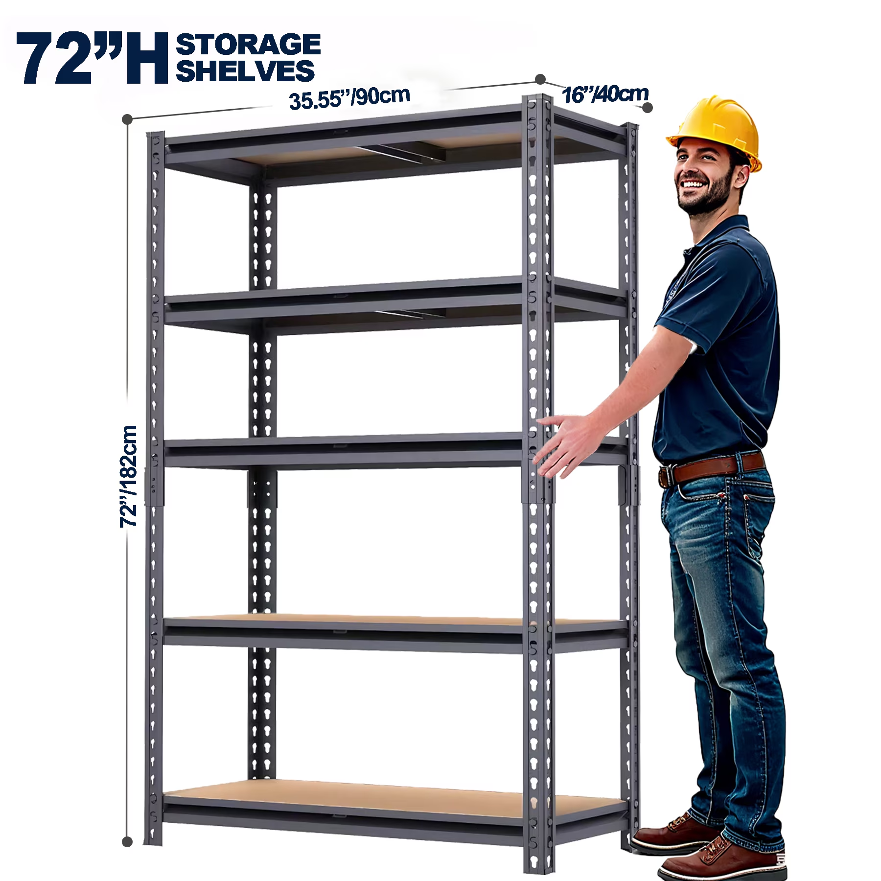 ZEUKMXOO 2200LBS Garage Shelving Unit, 72"H*35.5"W*15.8"D Adjustable Storage Shelves, 5-Tier Heavy Duty Shelf Rack for Basment, Garage, Pantry, Warehouse, Kitchen