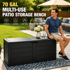 ZEUKMXOO 70 Gallon Deck Box - Waterproof Outdoor Patio Storage Box for Cushions, Pool Gear & Garden Tools, Black